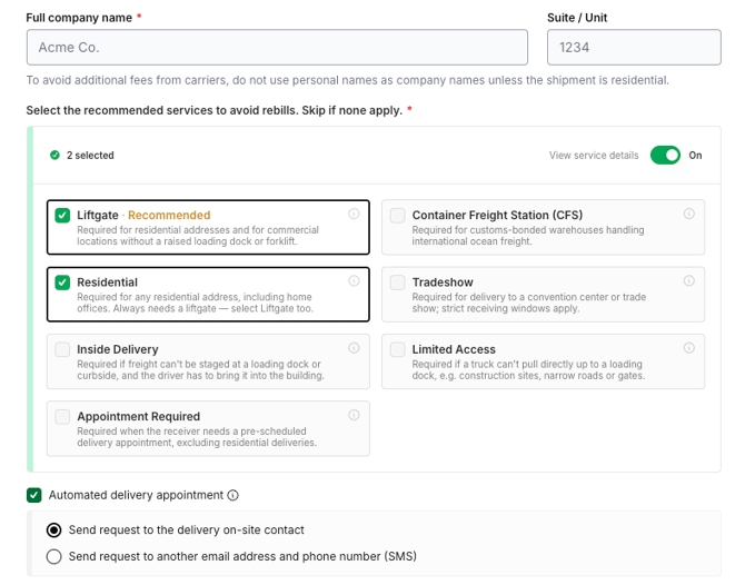 Automated delivery appt_residential